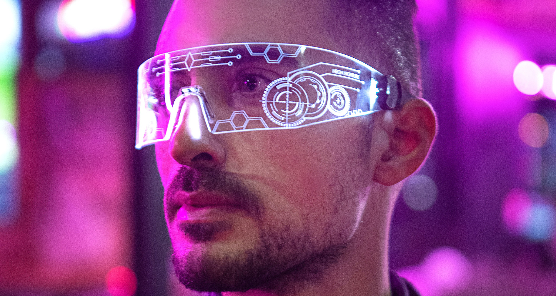 Futuristic looking augmented reality glasses