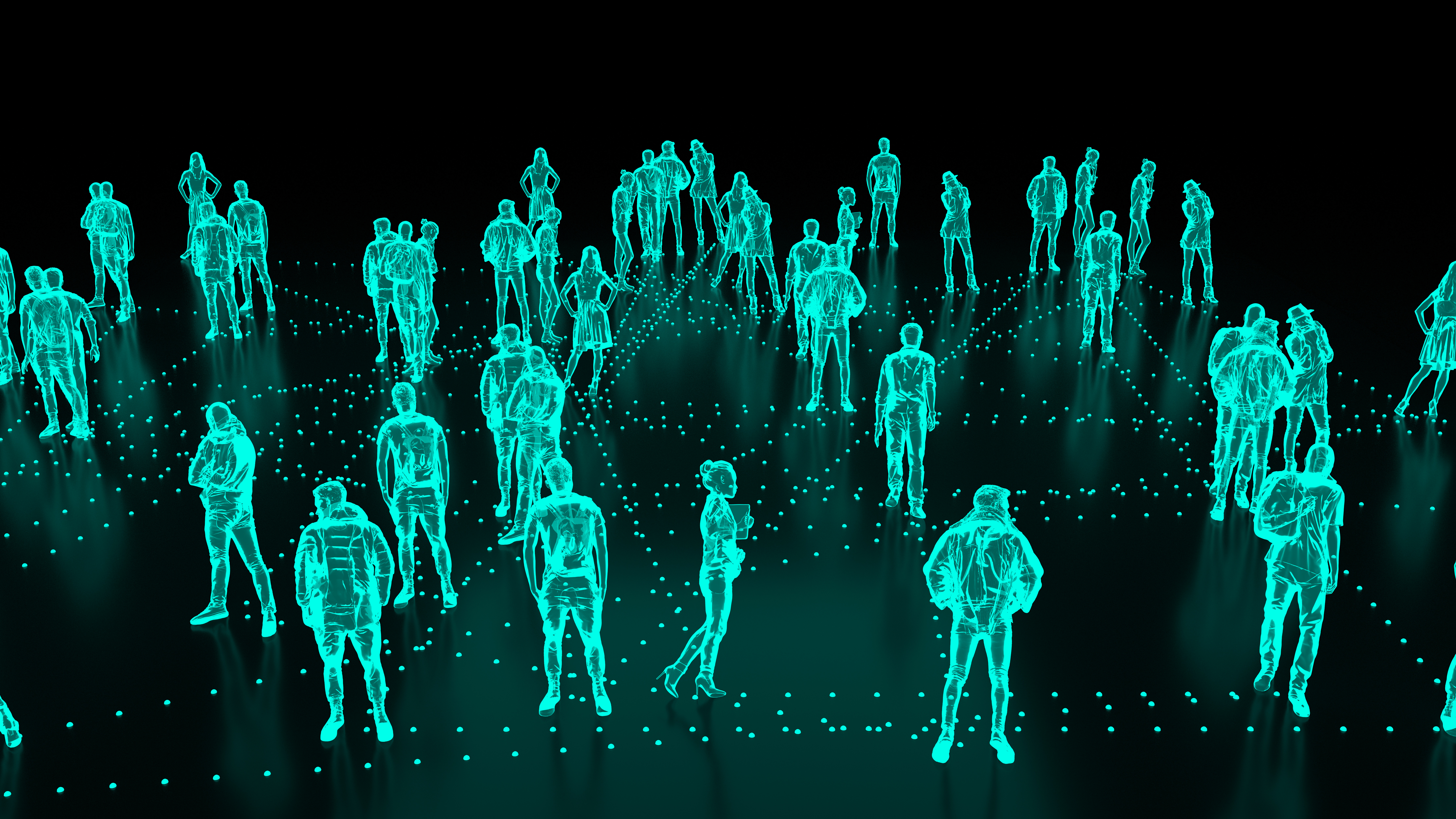 holograms of a group of people